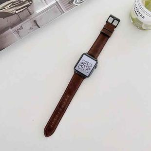 Crazy Horse Texture Matte Watch Band For Apple Watch Series 8&7 41mm / SE 2&6&SE&5&4 40mm / 3&2&1 38mm(Coffee)