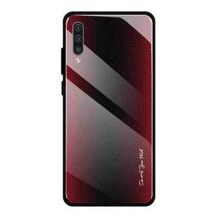 For Galaxy A50 Texture Gradient Glass Protective Case(Red)