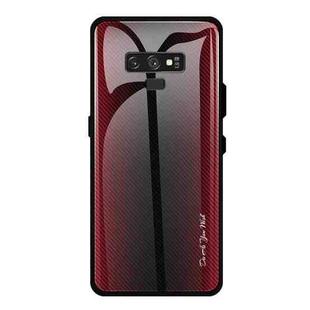 For Galaxy Note 9 Texture Gradient Glass Protective Case(Red)