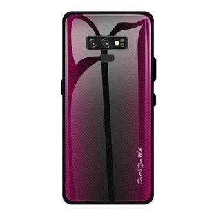 For Galaxy Note 9 Texture Gradient Glass Protective Case(Rose Red)