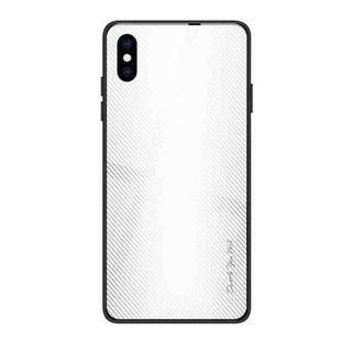 For iPhone XS Max Texture Gradient Glass Protective Case(White)