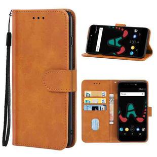 Leather Phone Case For Wiko Upulse Lite(Brown)