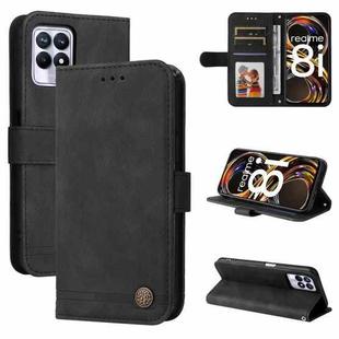 For OPPO Realme 8i Skin Feel Life Tree Metal Button Horizontal Flip Leather Phone Case(Black)