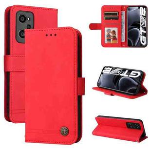 For OPPO Realme GT NEO2 Skin Feel Life Tree Metal Button Horizontal Flip Leather Phone Case(Red)