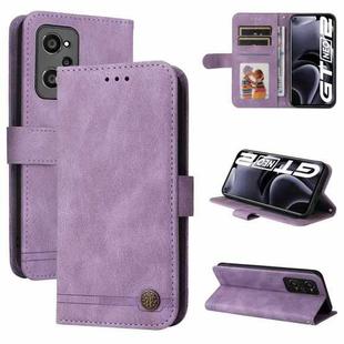 For OPPO Realme GT NEO2 Skin Feel Life Tree Metal Button Horizontal Flip Leather Phone Case(Purple)