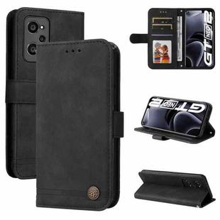 For OPPO Realme GT NEO2 Skin Feel Life Tree Metal Button Horizontal Flip Leather Phone Case(Black)