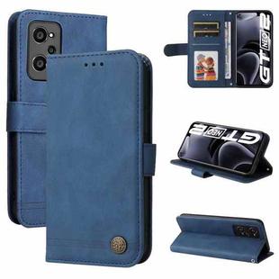 For OPPO Realme GT NEO2 Skin Feel Life Tree Metal Button Horizontal Flip Leather Phone Case(Blue)