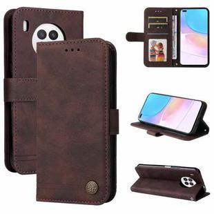 For Huawei Nova 8i / Honor 50 Lite Skin Feel Life Tree Metal Button Horizontal Flip Leather Phone Case(Brown)