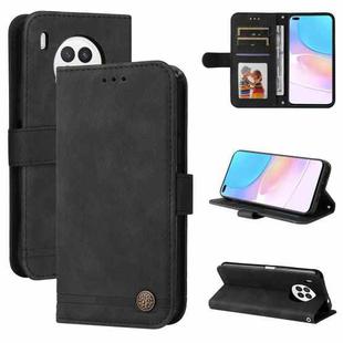 For Huawei Nova 8i / Honor 50 Lite Skin Feel Life Tree Metal Button Horizontal Flip Leather Phone Case(Black)