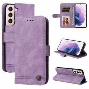 For Samsung Galaxy S22+ 5G Skin Feel Life Tree Metal Button Horizontal Flip Leather Phone Case(Purple)