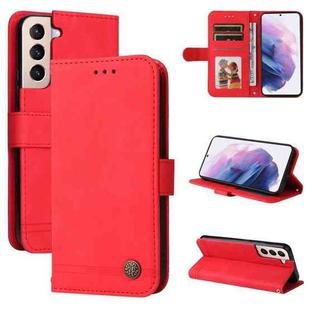 For Samsung Galaxy S22 Skin Feel Life Tree Metal Button Horizontal Flip Leather Phone Case(Red)