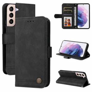 For Samsung Galaxy S22 Skin Feel Life Tree Metal Button Horizontal Flip Leather Phone Case(Black)