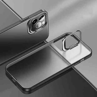 Metal Lens Cover Holder Phone Case For iPhone 12 Pro Max(Black)