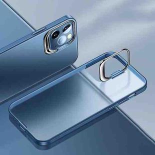 Metal Lens Cover Holder Phone Case For iPhone 12 Pro Max(Blue)