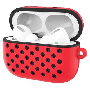 For AirPods Pro Hole Style Silicone Wireless Earphone Protective Case(Red Black)