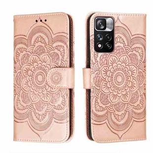 For Xiaomi Redmi Note 11 Pro Sun Mandala Embossing Pattern Phone Leather Case with Holder & Card Slots & Wallet & Lanyard(Rose Gold)