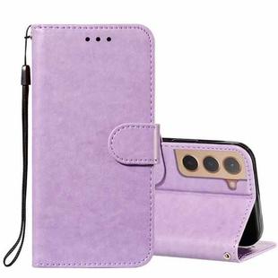 For Samsung Galaxy S22 5G Solid Color Leather Phone Case with Holder & Card Slots & Wallet & Lanyard(Purple)