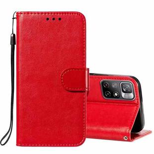 For Xiaomi Redmi Note 11 Solid Color Leather Phone Case with Holder & Card Slots & Wallet & Lanyard(Red)