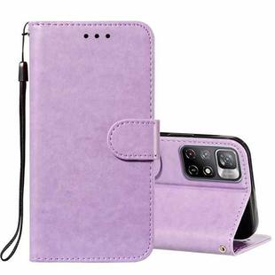 For Xiaomi Redmi Note 11 Solid Color Leather Phone Case with Holder & Card Slots & Wallet & Lanyard(Purple)