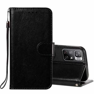 For Xiaomi Redmi Note 11 Solid Color Leather Phone Case with Holder & Card Slots & Wallet & Lanyard(Black)