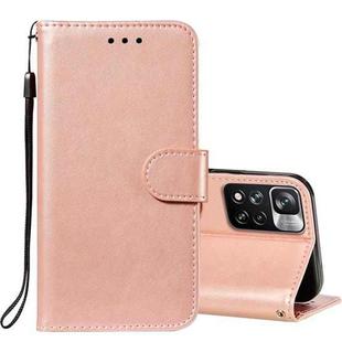 For Xiaomi Redmi Note 11 Pro Solid Color Leather Phone Case with Holder & Card Slots & Wallet & Lanyard(Rose Gold)