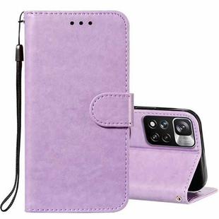 For Xiaomi Redmi Note 11 Pro Solid Color Leather Phone Case with Holder & Card Slots & Wallet & Lanyard(Purple)