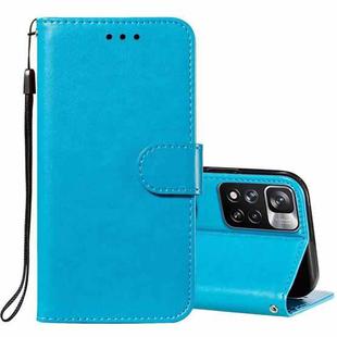 For Xiaomi Redmi Note 11 Pro Solid Color Leather Phone Case with Holder & Card Slots & Wallet & Lanyard(Blue)
