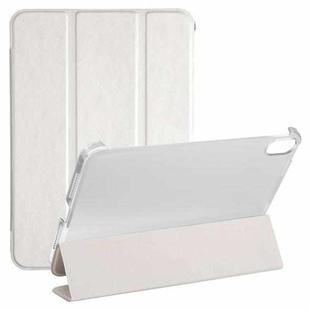 For iPad mini 6 Silk Texture Three-fold Horizontal Flip Leather Tablet Case with Holder(White)