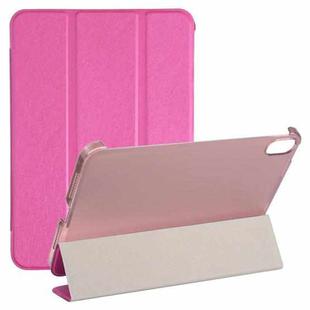 For iPad mini 6 Silk Texture Three-fold Horizontal Flip Leather Tablet Case with Holder(Rose Red)