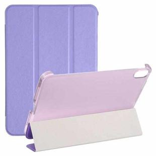 For iPad mini 6 Silk Texture Three-fold Horizontal Flip Leather Tablet Case with Holder(Purple)