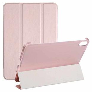 For iPad mini 6 Silk Texture Three-fold Horizontal Flip Leather Tablet Case with Holder(Rose Gold)