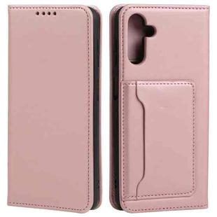 For Samsung Galaxy A13 5G / A04s Strong Magnetism Liquid Feel Horizontal Flip Leather Phone Case with Holder & Card Slots & Wallet(Rose Gold)