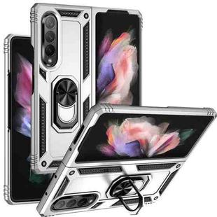 For Samsung Galaxy Z Fold3 5G Shockproof TPU + PC Phone Case with Rotating Holder(Silver)