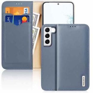 For Samsung Galaxy S22 5G DUX DUCIS Hivo Series Cowhide Texture Leather Phone Case(Light Blue)