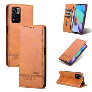 For Xiaomi Redmi Note 11 Pro / Note 11 Pro+ AZNS Magnetic Calf Texture Horizontal Flip Leather Phone Case(Light Brown)