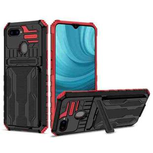 For OPPO A7 / A5S Kickstand Armor Card Wallet Phone Case(Red)