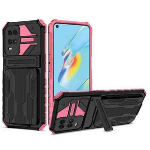 For OPPO A54 Kickstand Armor Card Wallet Phone Case(Pink)