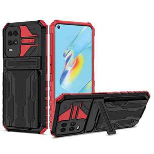 For OPPO A54 Kickstand Armor Card Wallet Phone Case(Red)