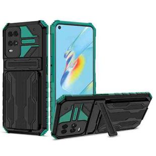For OPPO A54 Kickstand Armor Card Wallet Phone Case(Dark Green)