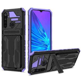 For OPPO Realme 5 / 5i / C3 Kickstand Armor Card Wallet Phone Case(Purple)
