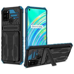 For OPPO Realme C17 Kickstand Armor Card Wallet Phone Case(Blue)