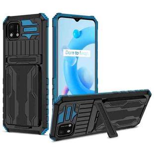 For OPPO Realme C20 Kickstand Armor Card Wallet Phone Case(Blue)