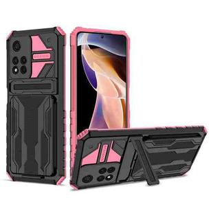 For Xiaomi Redmi Note 11 Pro Kickstand Armor Card Wallet Phone Case(Pink)