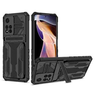 For Xiaomi Redmi Note 11 Pro Kickstand Armor Card Wallet Phone Case(Black)
