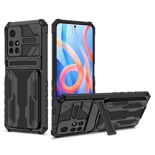 For Xiaomi Redmi Note 11 5G/Poco M4 Pro 5G Kickstand Armor Card Wallet Phone Case(Black)
