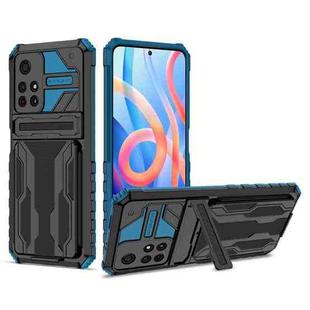 For Xiaomi Redmi Note 11 5G/Poco M4 Pro 5G Kickstand Armor Card Wallet Phone Case(Blue)