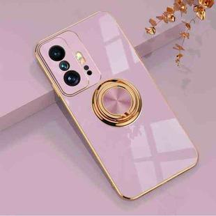 For Xiaomi Mi 11T / Mi 11T Pro 6D Electroplating Full Coverage Silicone Protective Case with Magnetic Ring Holder(Light Purple)