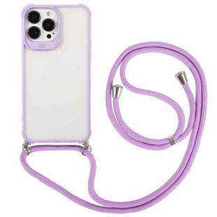 For iPhone 13 mini Macaron Color Phone Case with Lanyard (Purple)