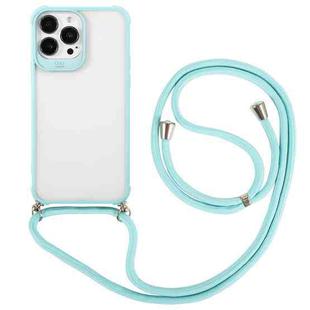 For iPhone 13 Pro Macaron Color Phone Case with Lanyard (Blue)
