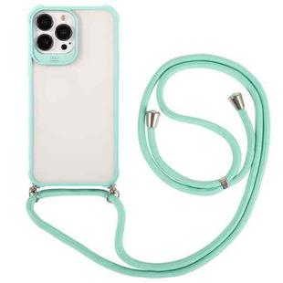 For iPhone 13 Pro Max Macaron Color Phone Case with Lanyard (Green)